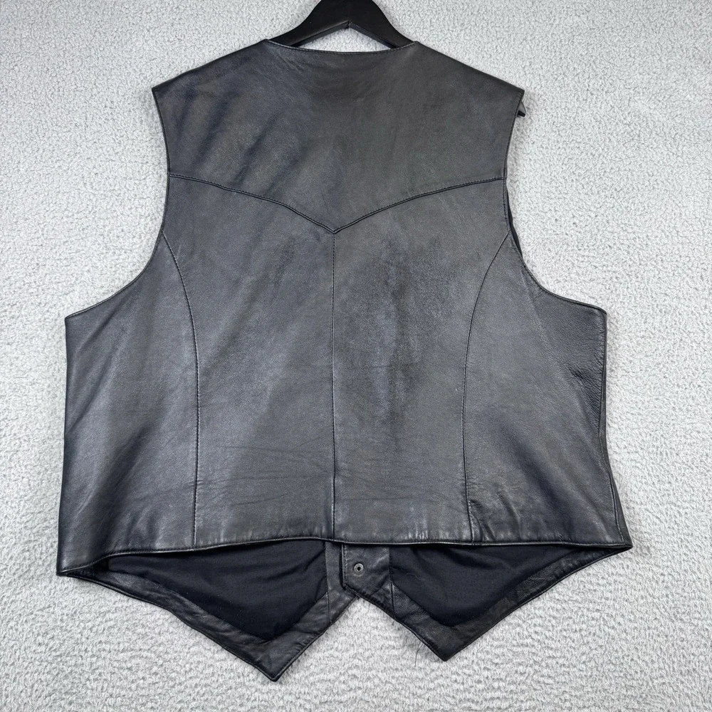 Vintage Scully Leather Vest Mens 3XL XXL Black Cowboy Ranch Rockabilly Snap